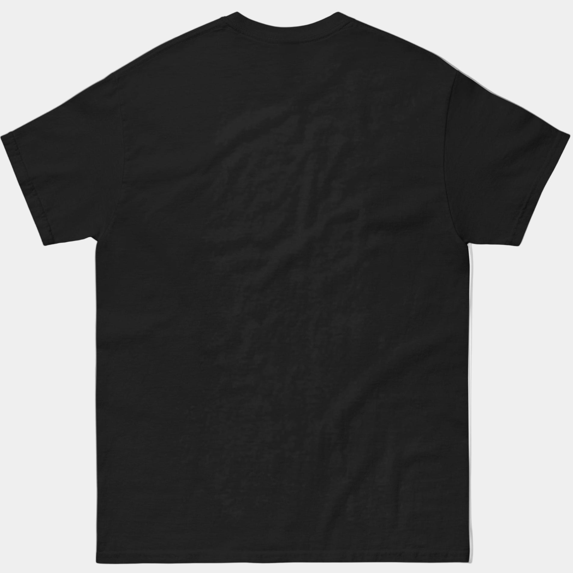 Black t-shirt on a white background